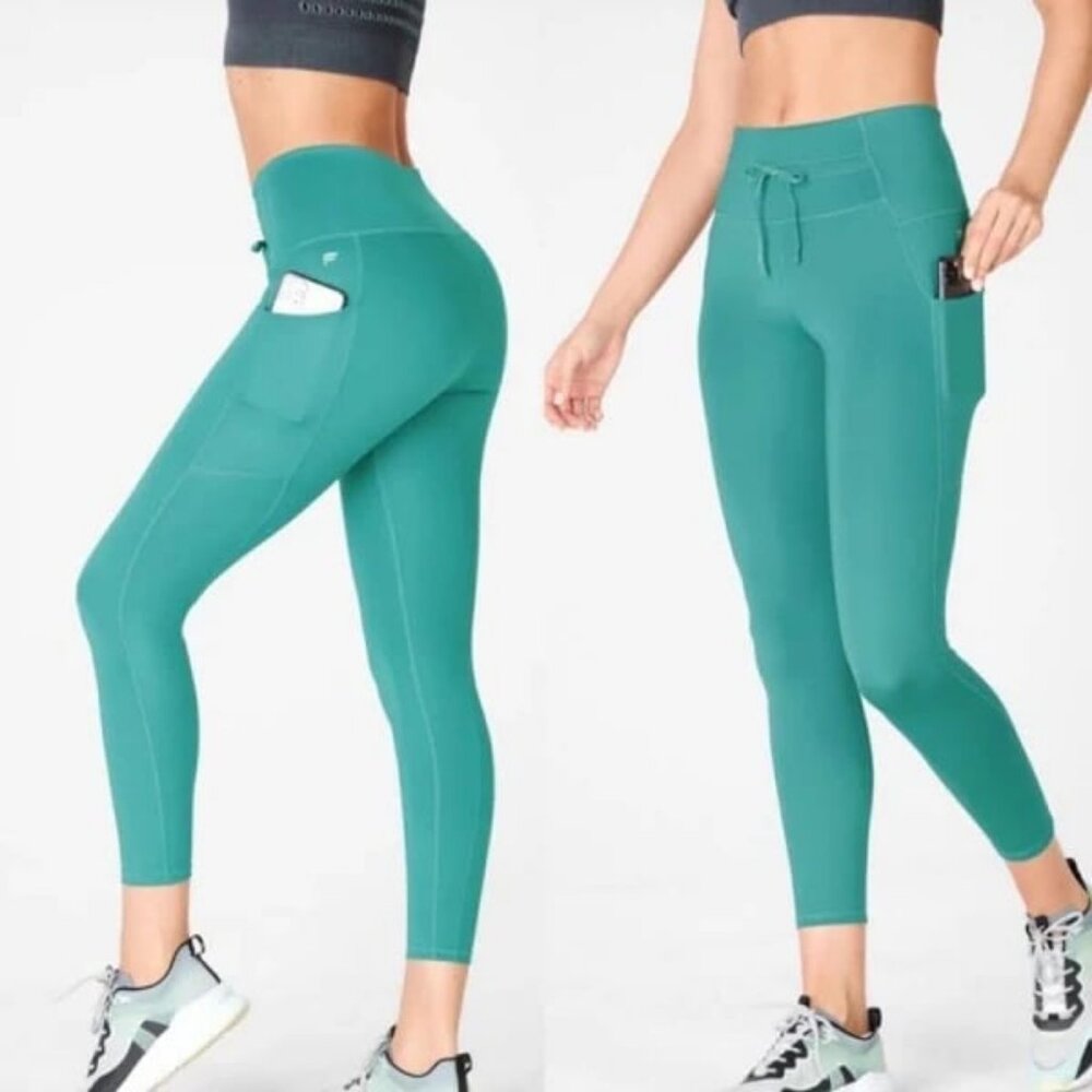New FABLETICS Lt Ed Ultra Cool Shine High-waist Drawstring Leggings Pine L